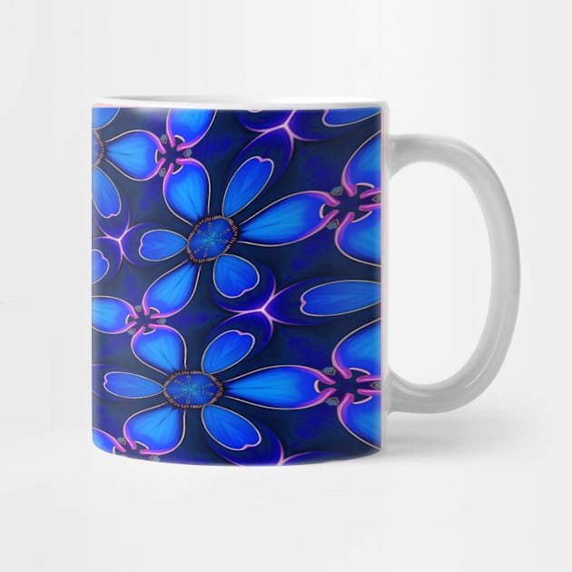 Deep Blue Flower Pattern by PatternFlower